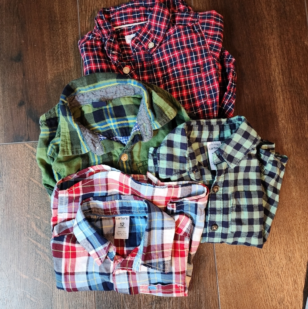 Boys lot of (4) button-down dress shirts so 12 months